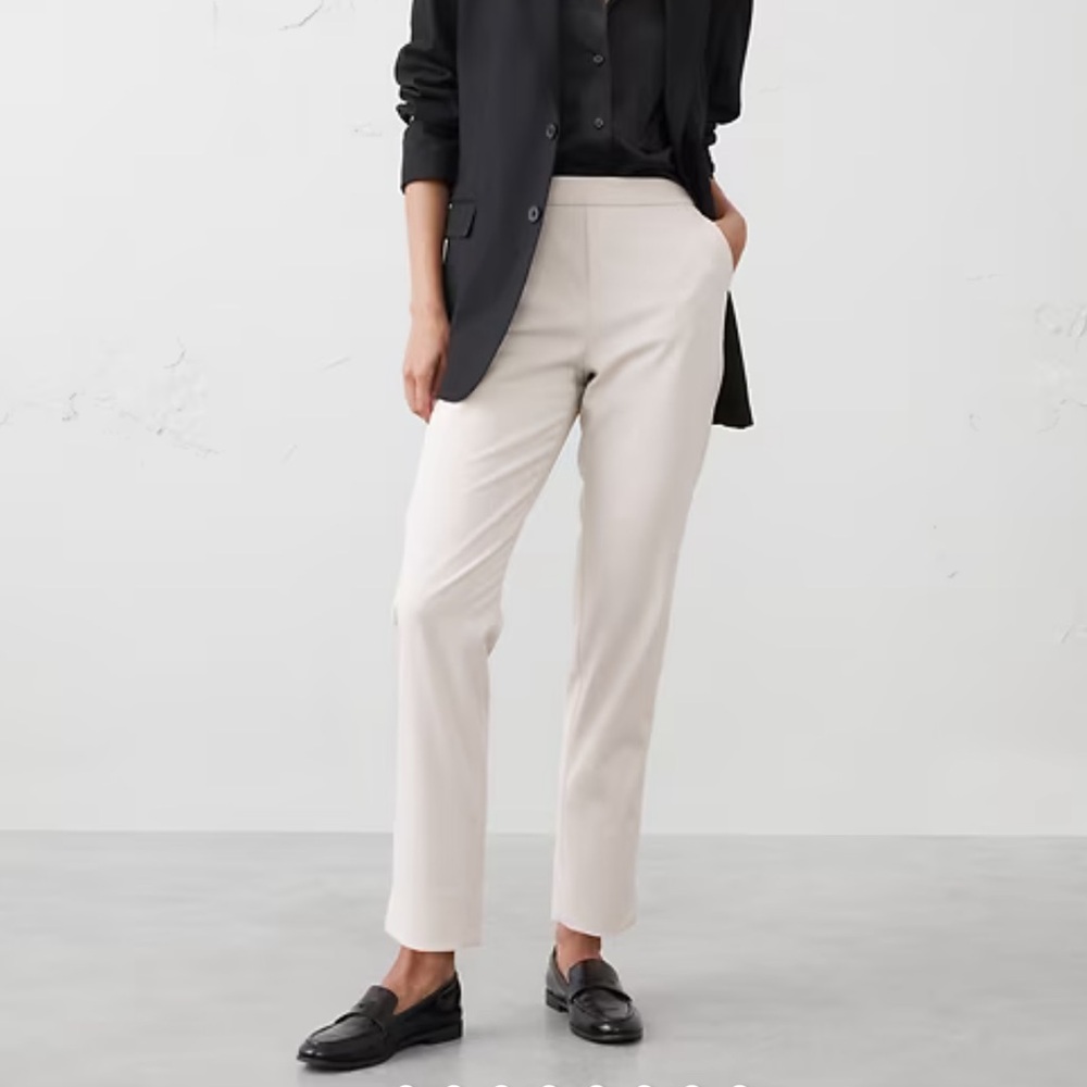Banana Republic Cream Straight-Leg Trousers